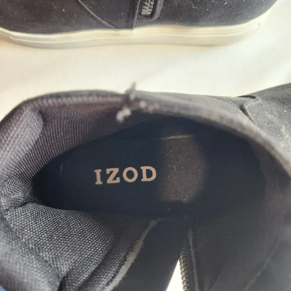 Izod Womens Black Size 8 Mila Shoes Pull Memory Foam Bootie Faux Suade w Zipper